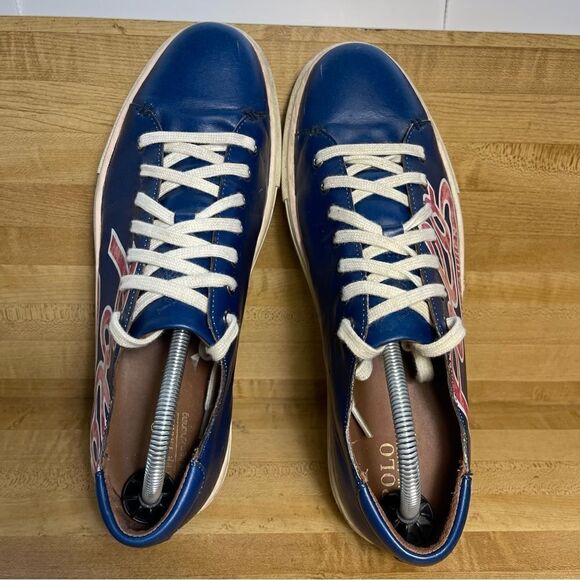 Polo Ralph Lauren Jermain Red Letter Leather Blue Shoes Men’s Size 10D Sneakers - Picture 5 of 7